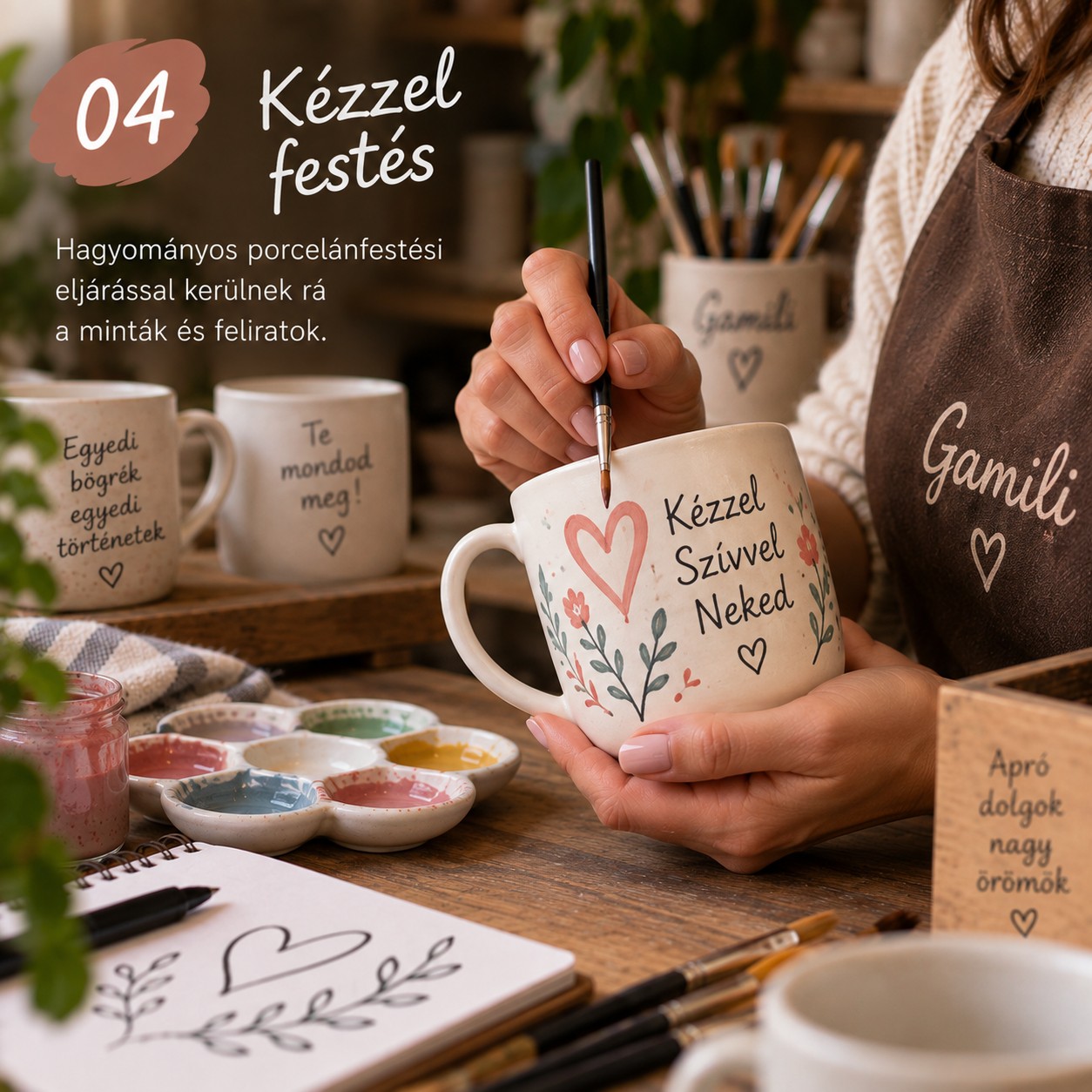 Kézzel festett porcelánbögre készítése